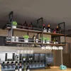 Ceiling Wine Glass Rack - 55.1in Hanging Wine Rack with Glass Holder and Shelf, 2 Layer Industrial Hanging Wine Bottle Holder 1