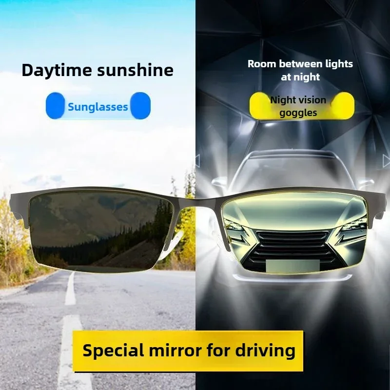 Photochromic Anti-Glare UV Protection Half-Frame Driving Eyewear