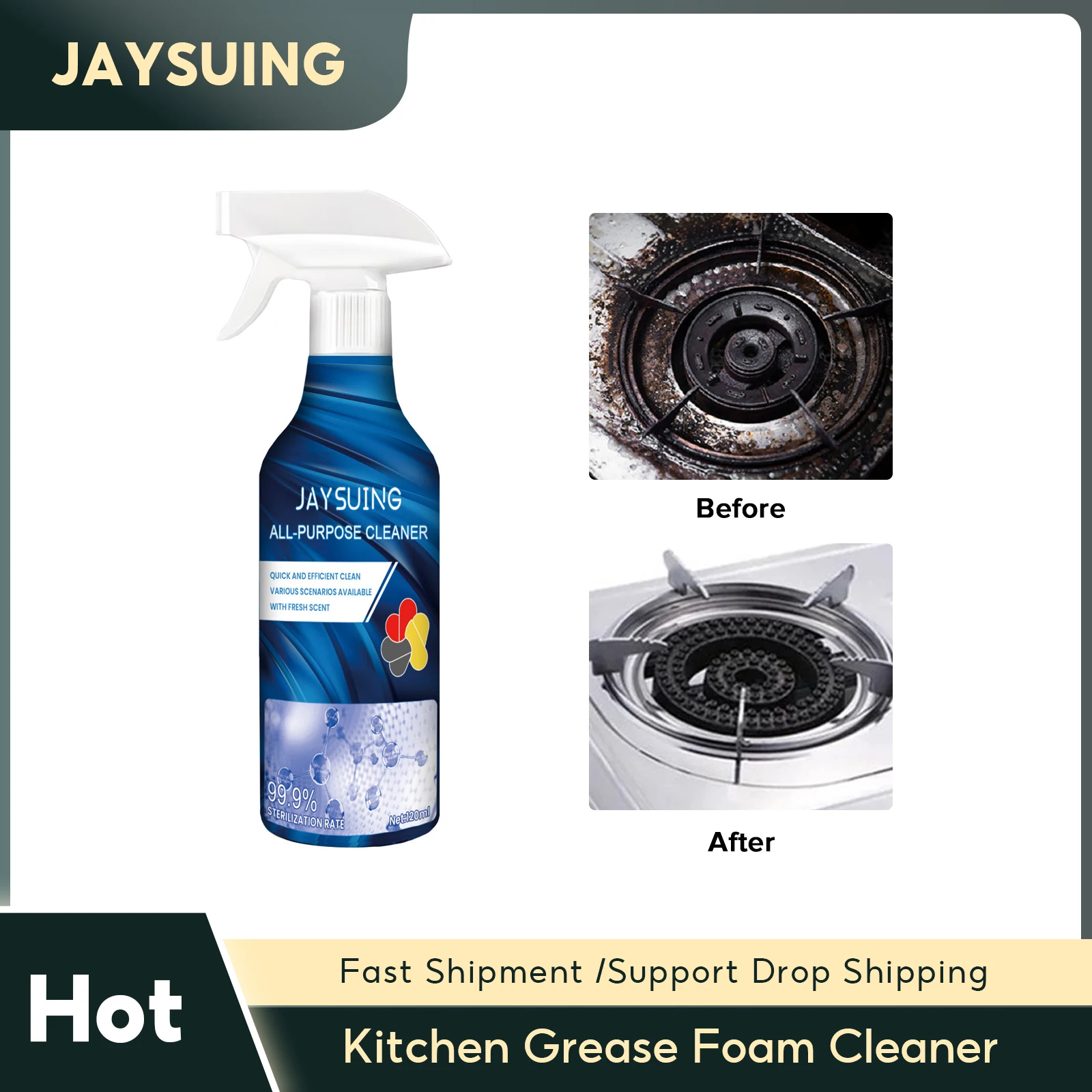 

Kitchen Grease Foam Cleaner Oil Stain Remover Degreaser Spray Range Hood Cleaning Agent Household Multifunctional Bubble Cleaner