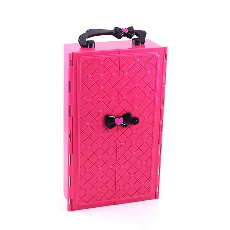 Doll Wardrobe Closet Kids Toys Miniature Dollhouse Accessories Dolly Furniture For Barbie DIY Children Game Christmas Present 2