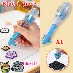 Ergonomic DIY Beaded Puzzle Pen with Automatic Bead Feed System (Blue 1 piece)