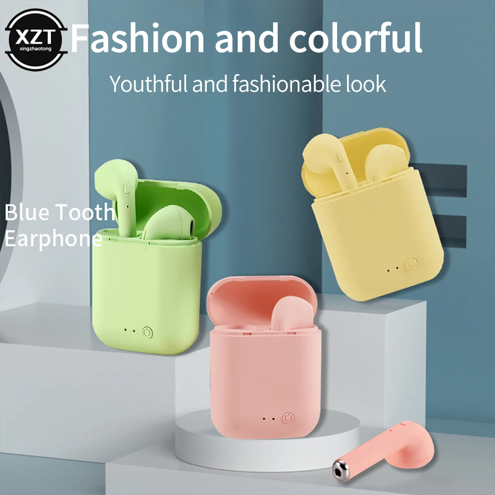 Wireless Headphones for PK i7 i12 Bluetooth-compatible Earphones for TWS Mini 2 Matte Macaron Headset with Mic Charging Box