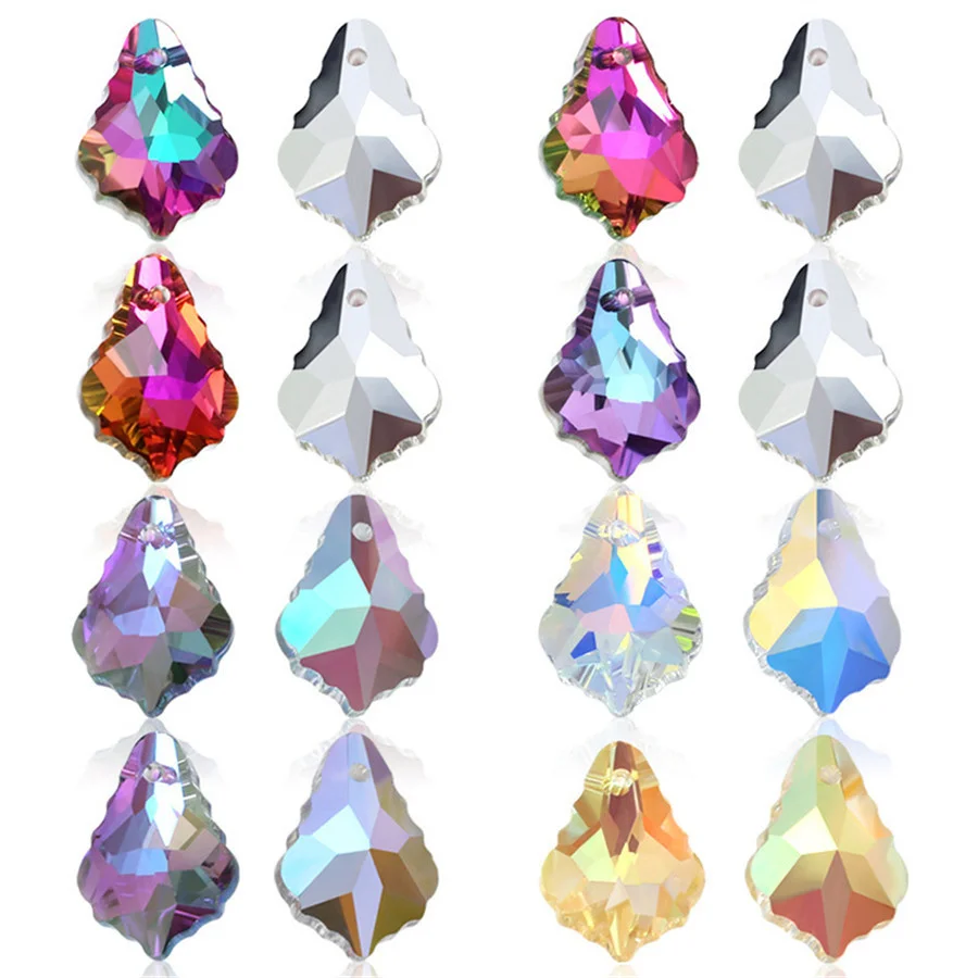 

12PCS Crystal Baroque Maple Leaf Shape Charms Glass Beads For Drop Earrings Pendant Handmade Bracelet Jewelry Making Findings