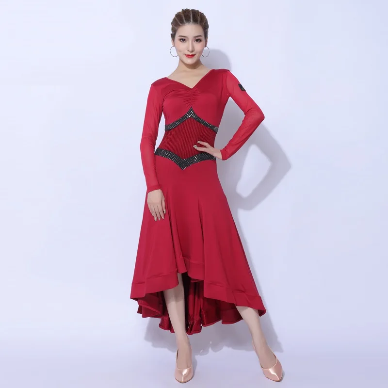 X208 Modern Ballroom Dance Dress Women Standard Ballroom Dress Tango Dance Costumes Waltz for Dancing Clothes Wear