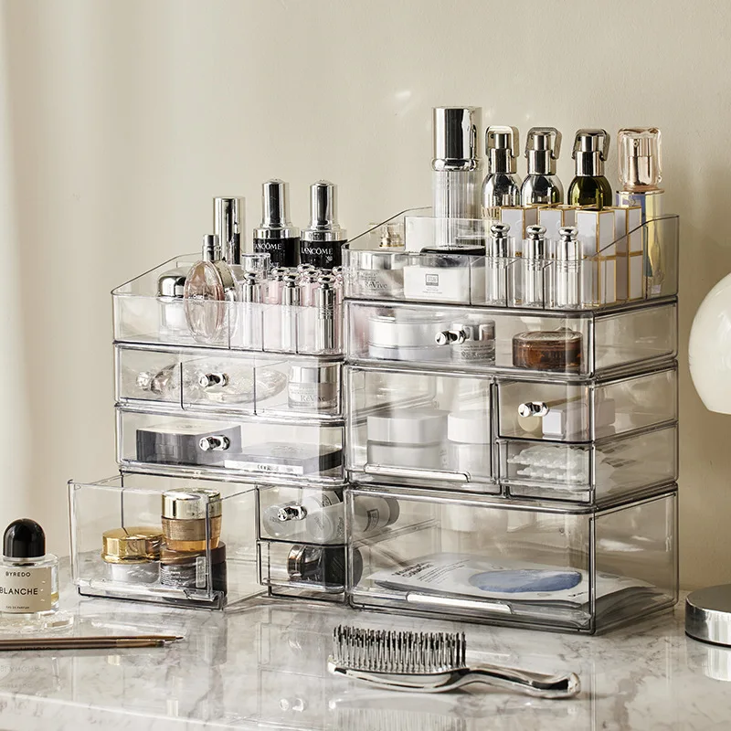 Makeup Storage Box Cosmetic Organizer Box Large Capacity Dustproof Desktop Drawer Make Up Drawer Jewelry Lipstick Rack Container 3