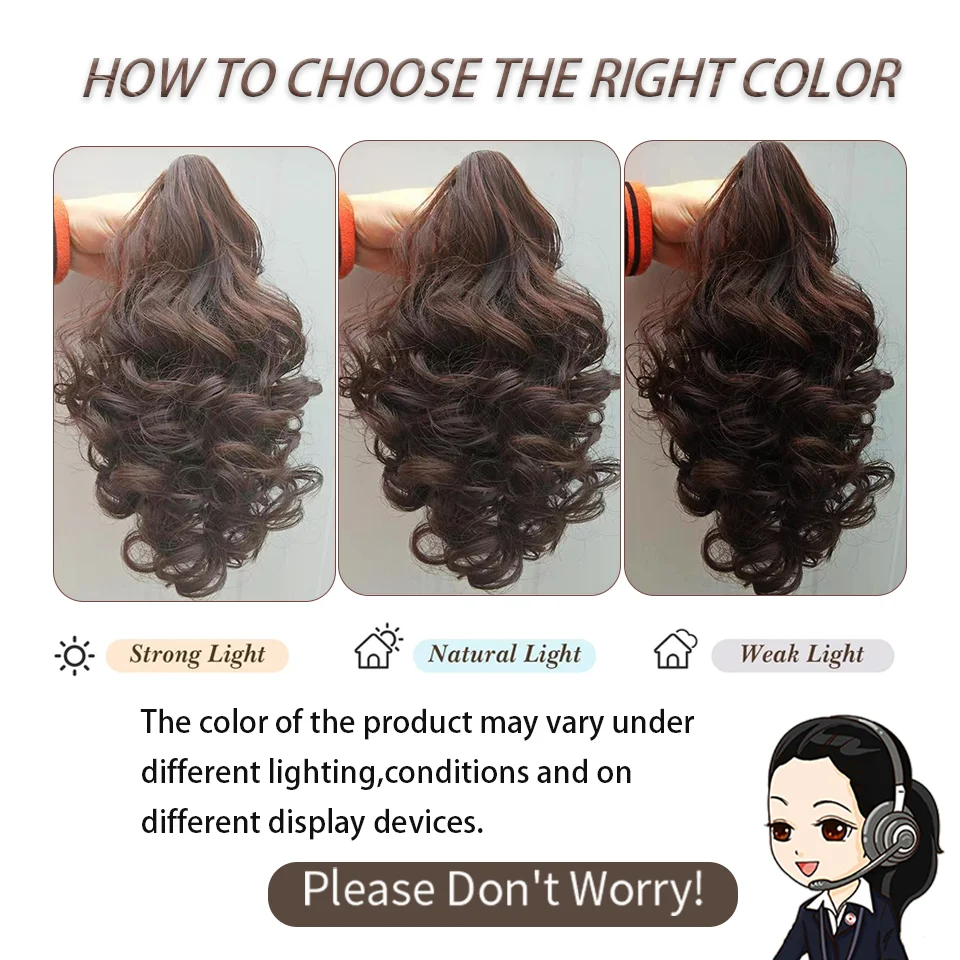 Synthetic Hair Ponytail Extensions Claw Clip in Hairpieces for Women High Temperture Fiber Short Wave Ponytail Black Brown