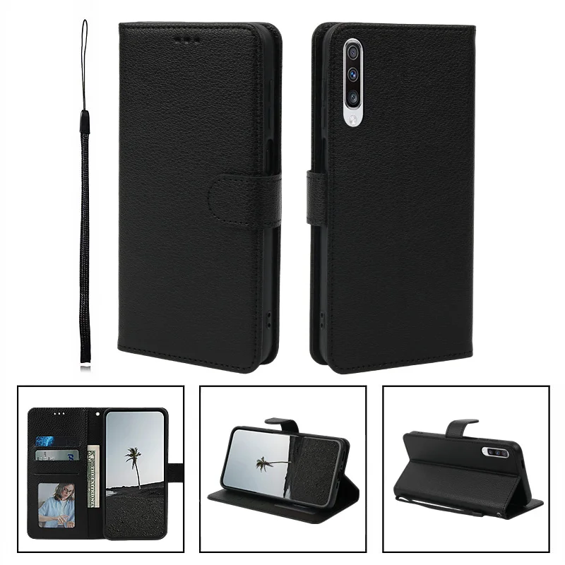Leather Flip Wallet Case - Soft Silicone Cover for Samsung Galaxy A-Series