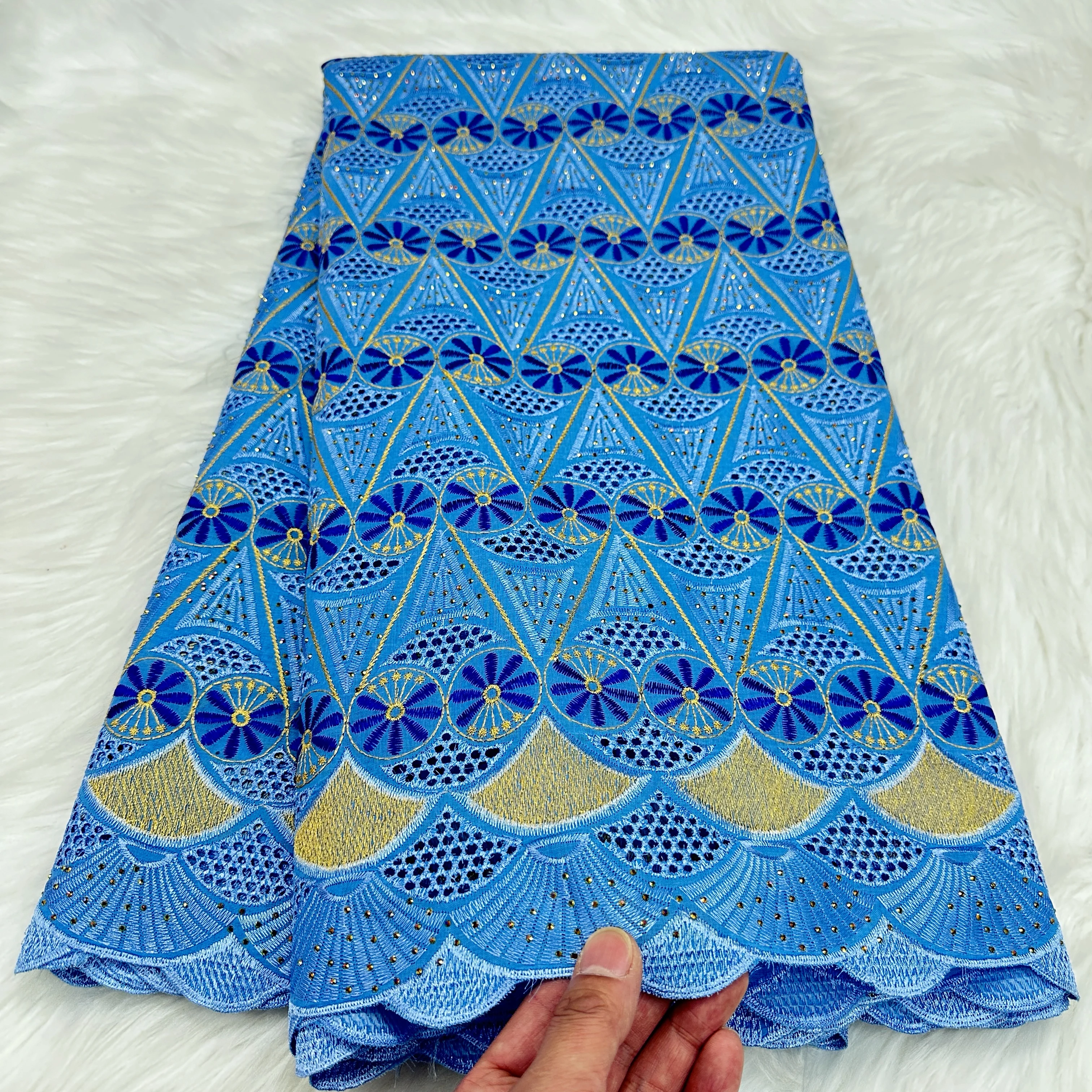 Swiss Voile Lace Fabric High Quality African Nigerian Lace Fabrics Embroidery With Stones For Women Dress