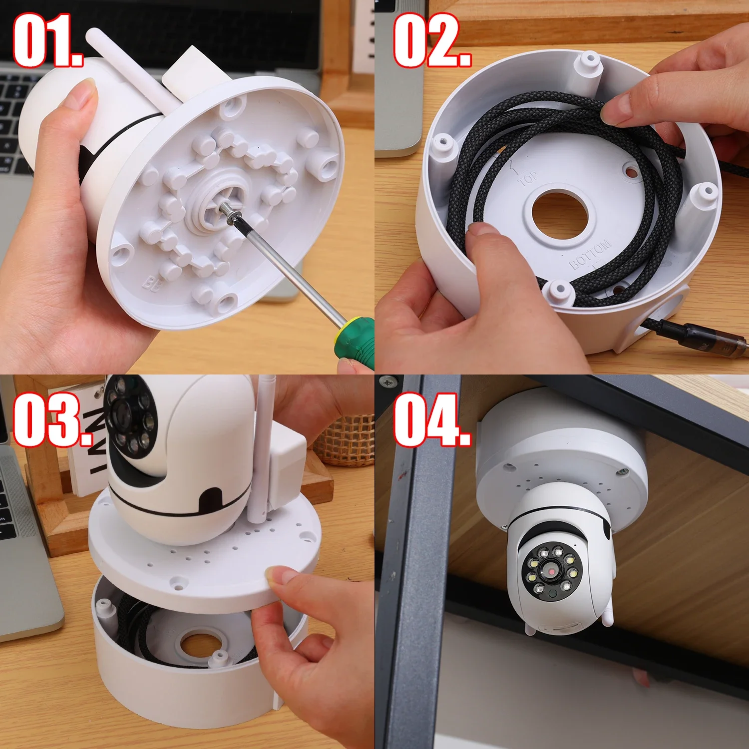 Waterproof Junction Box for CCTV Camera Bracket Junction Boxes Cable Deep Base Camera Mount Bracket Rounds Support Deep Base