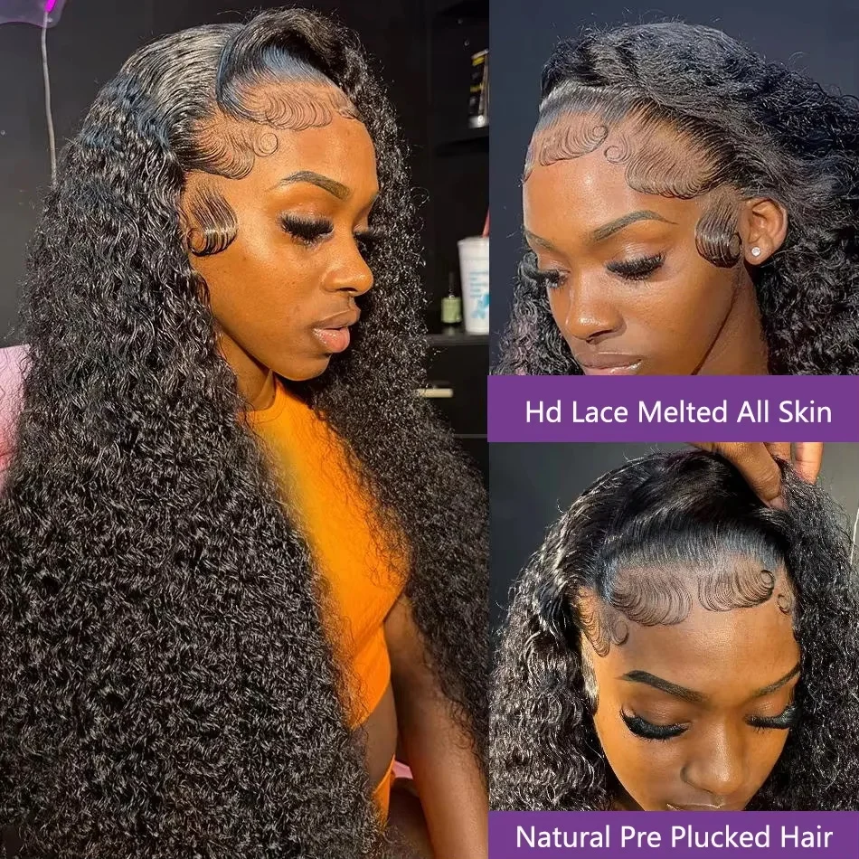 250 Density 13x6 Hd Deep Wave Frontal Wig 30 32 34 inch Glueless Human Hair Water Wave Curly Lace Front Wig For Women