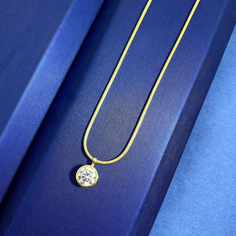 14K Gold Solitaire Lab Diamond Pendant 100 Real 925 Sterling Silver