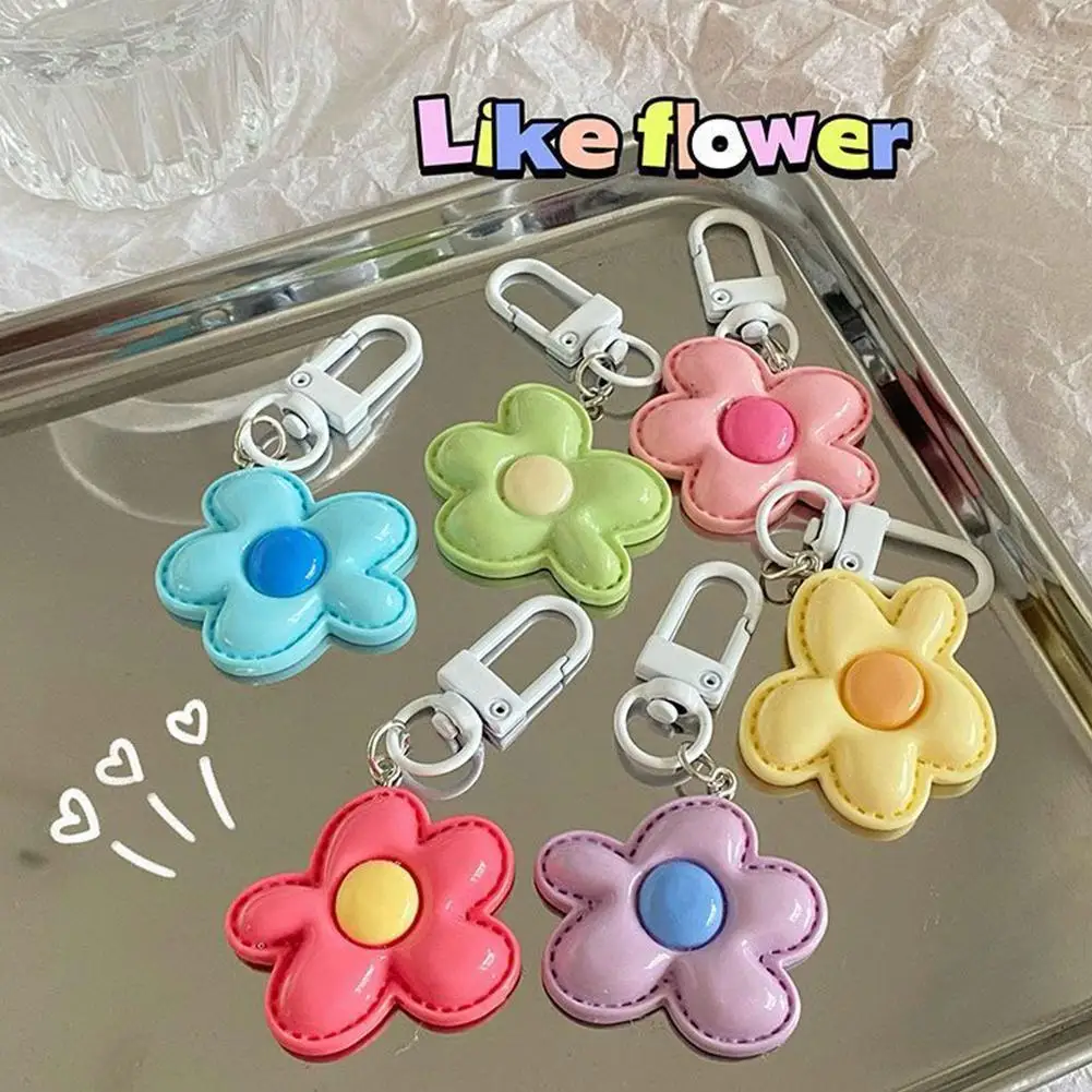 

New Candy Color Flower Pendant Keychains Bag Earphone Case Hanging Ornament Cute Women Girls Key Chains Accessories Gifts