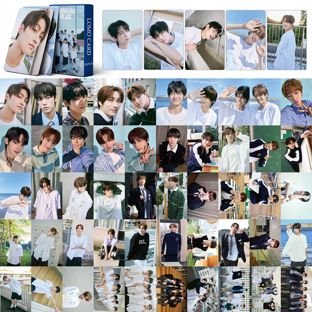55pcs/set Kpop TWS Sparkling Blue Photocards LOMO Cards New Album Photocards Card photo Poster fan gift