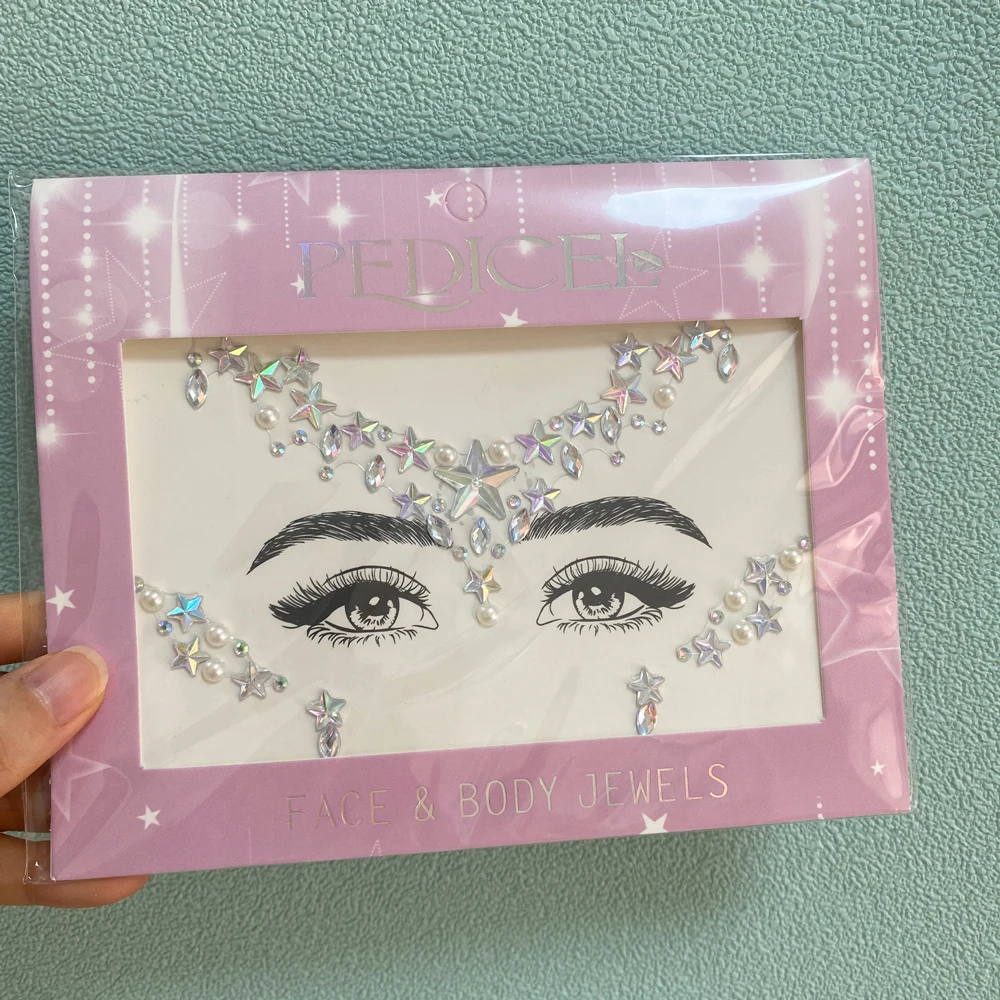 1 Stück 3D Strass Glitzer-Gesichtsaufkleber für Festivals, Glitzer-Make-up, Schmuckaufkleber für das Gesicht, Kristalle, Edelsteine, Juwelen, Diamanten-Dekoration – Detail 6