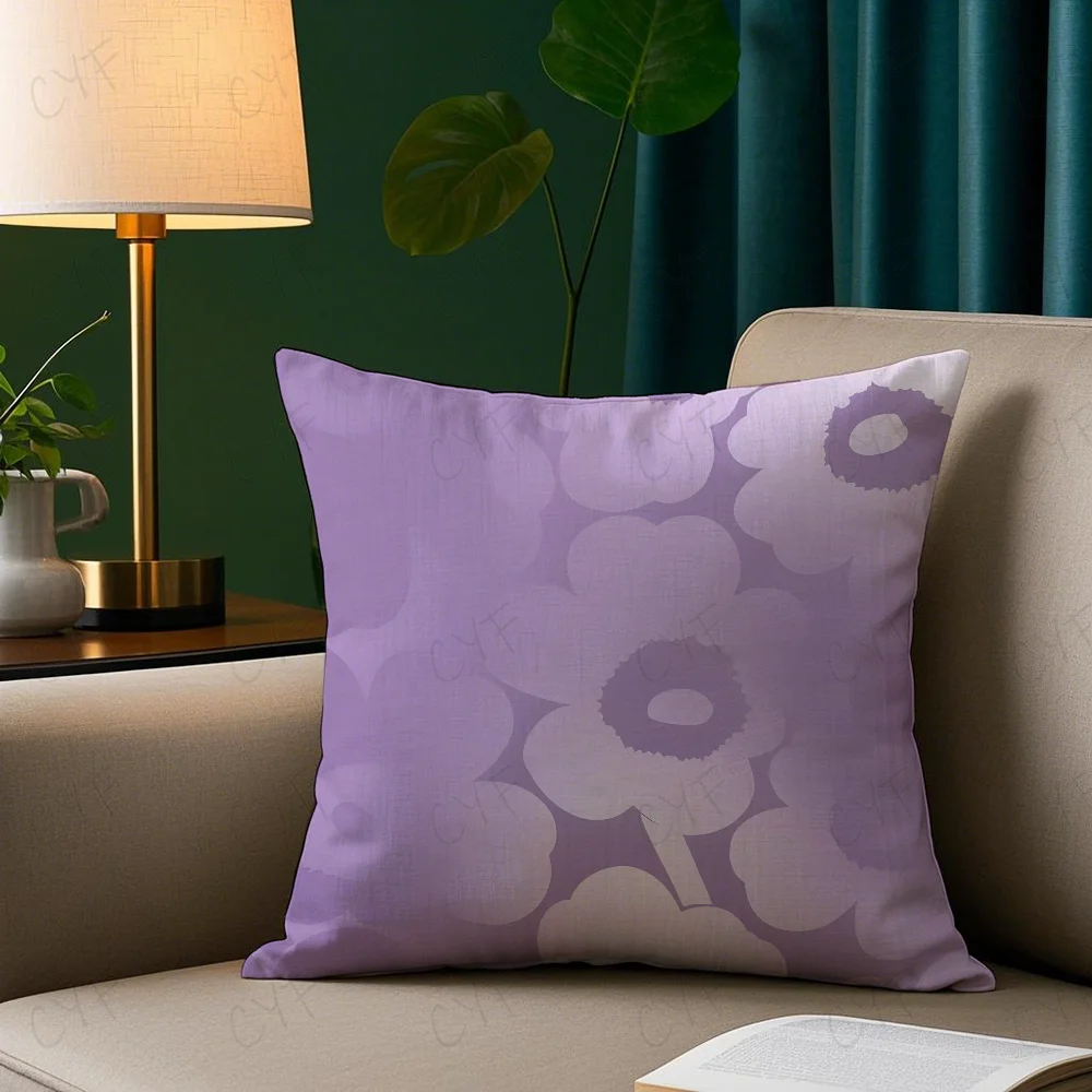 Flowers M-MaRiMEkkos Pillow Case Pillowcase Anti-dustmite Pillow Invisible zipper silky short plush Sofa cushion cover 2