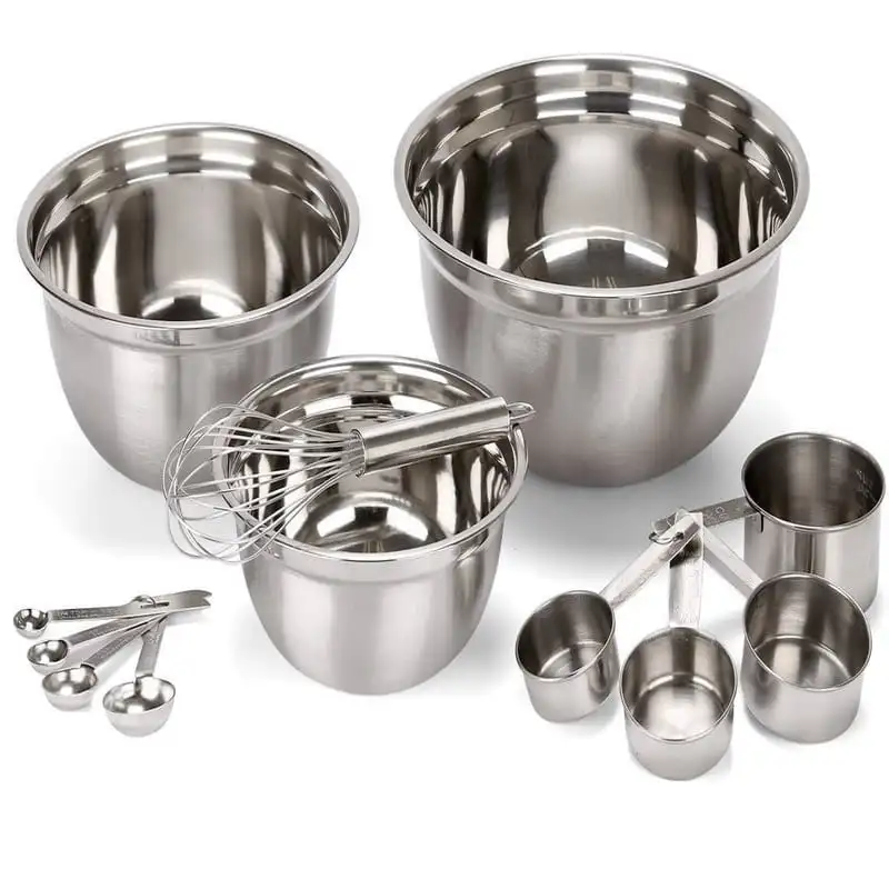 

& Measure Stainless Steel Measuring Cups, Mixing Bowls, and Spoons | Set of 12 Mixing Bowls and Measuring Cups Measuring spoon S