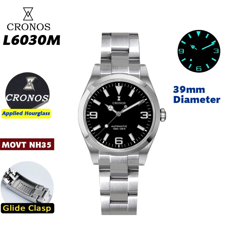 Cronos EX Diver Mechanical Men Watch 39mm NH35 Automatic Sapphire