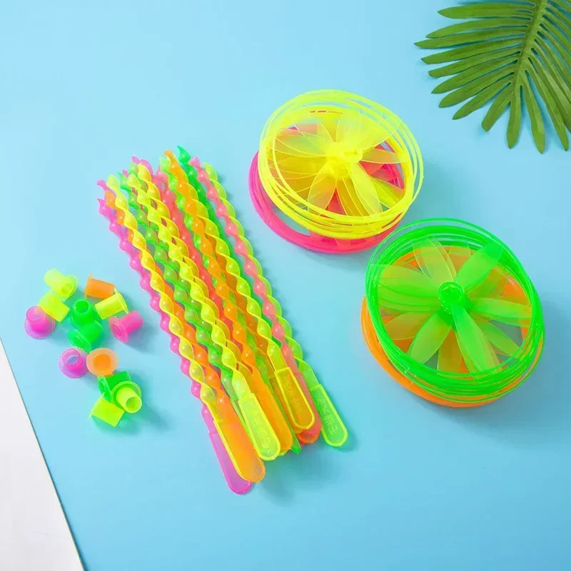 Hand Push Flying Fairy Bamboo UFO Dragonfly Childhood Spin Street Stall Toy Kindergarten Party Supplies Gift