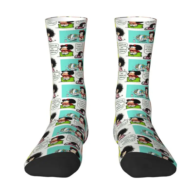 

Fashion Men's Mafalda Dress Socks Unisex Breathbale Warm 3D Printed Argentine Cartoon Quino Comics Crew Socks
