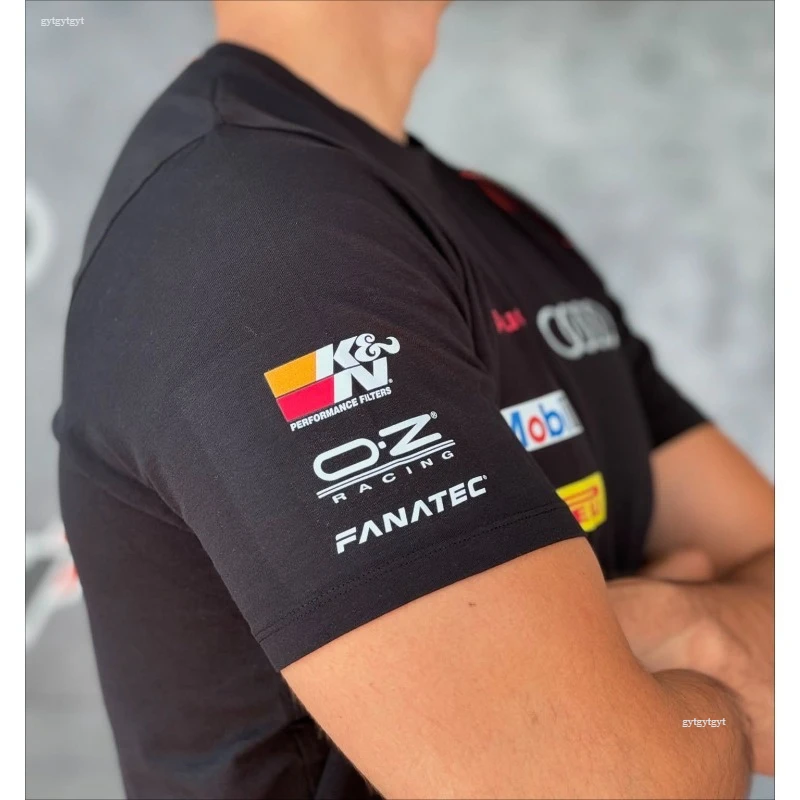 Audi Racing TeamAudi 남자 티셔츠 streetwear 자동차 플랫 프린트 슬림 캐주얼 2025 여름 코튼 티셔츠 편안한 남자 코튼 탑