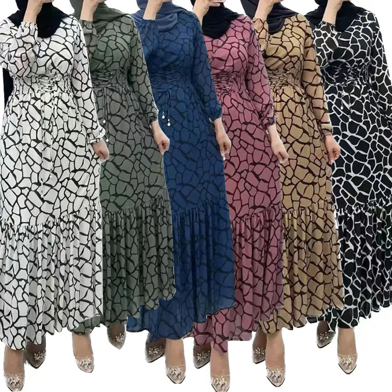 

Eid Arab Muslim Women Elegant Long Dress Print Abaya Morocco Kaftan Party Vestidos Turkey Ramadan Gown Dresses Elegant
