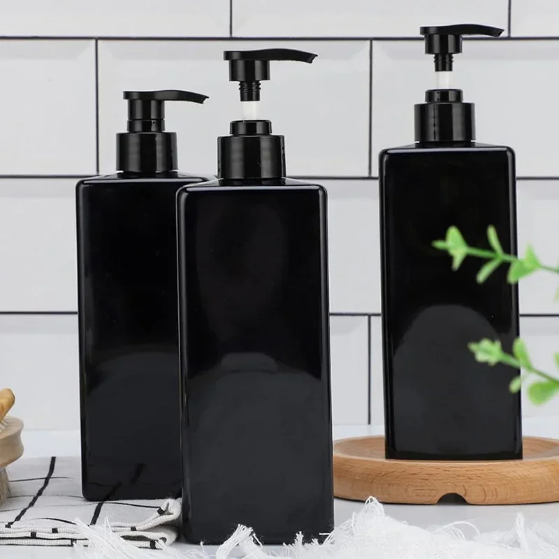 500ML Square Soap Dispenser With Labels Refillable Empty Bottle Bathroom Kitchen Hand Sanitizer Shampoo Conditioner Container