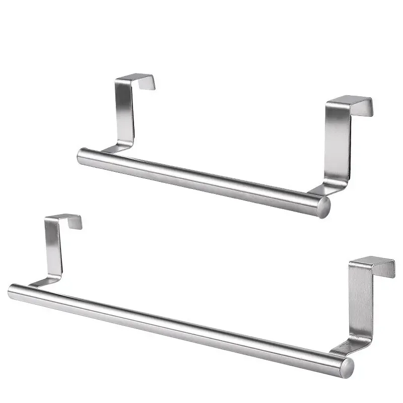 Stainless Steel Towel Rack Over Door Towel Bar Hanging Holder Bathroom Kitchen Cabinet White Black Rag Rack Shelf Hanger
