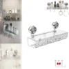 Bathroom Rack Shower Shelf Bathroom Storage Shelf with Suction Cup Wall Mount No-drill Removable Bathroom Shelves Easy Install 1