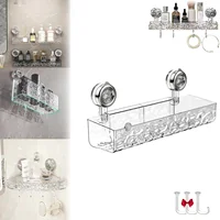 Bathroom Rack Shower Shelf Bathroom Storage Shelf with Suction Cup Wall Mount No-drill Removable Bathroom Shelves Easy Install 1