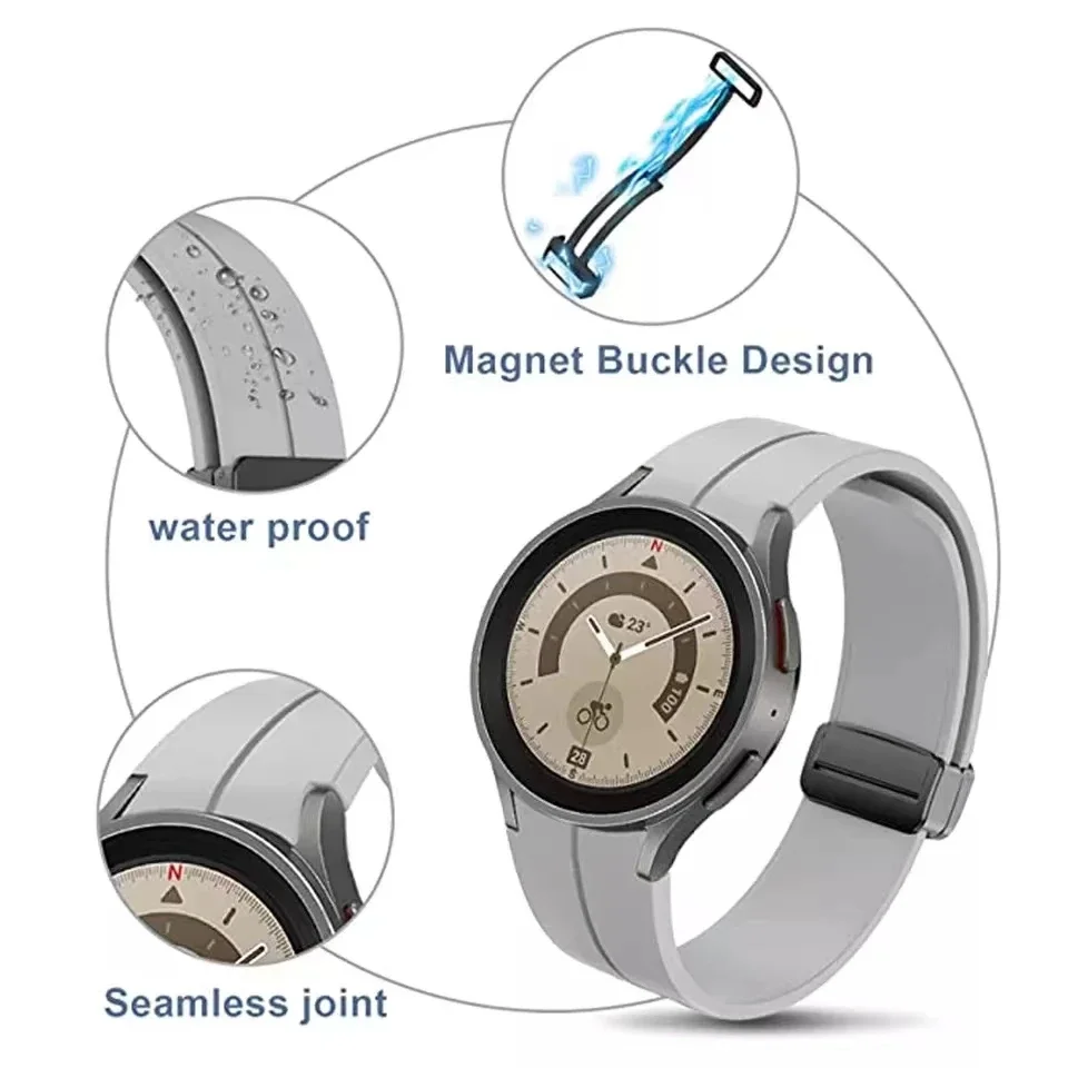 Magnetic Buckle 20mm Silicone Watch Band Bracelet