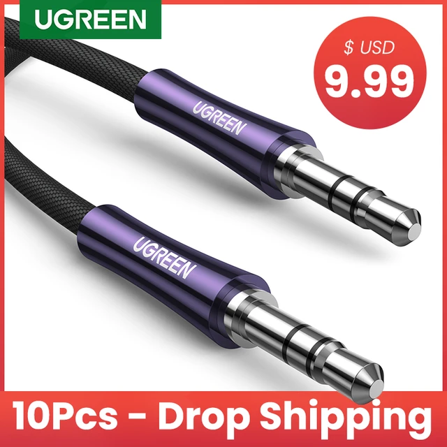 Ugreen-Cable auxiliar macho a macho para auriculares de coche, Conector de  Audio de 3,5mm, 3,5mm, MP3/4, teléfono, 3,5mm - AliExpress