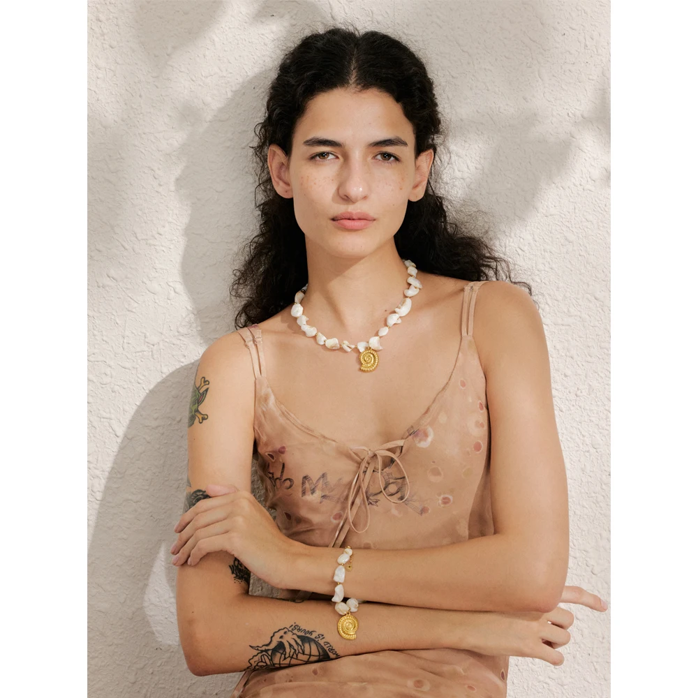 Yhpup Shell Chain Conch Pendant Necklace Bracelet