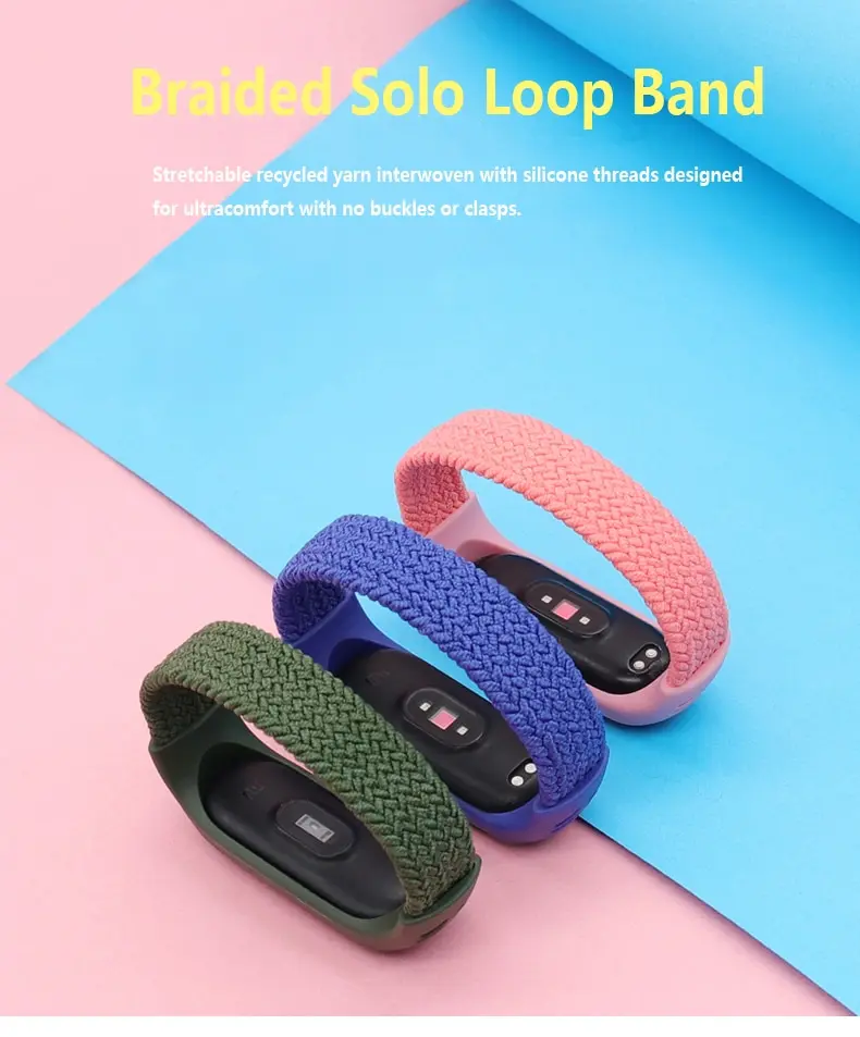 Geflochtenes Solo-Loop-Armband für Xiaomi Mi Band 7, 6, 5, 4, 3, NFC-Nylon, Ersatz-Gürtelarmband, Armband Correa Mi Band 4, 5, 6, 7-Armband – Detail 2