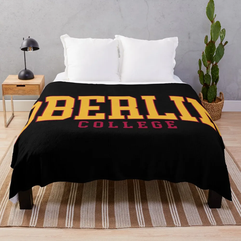 

oberlin - college font curved Throw Blanket Furrys christmas gifts Summer Fluffy Shaggy Bed Fashionable Blankets