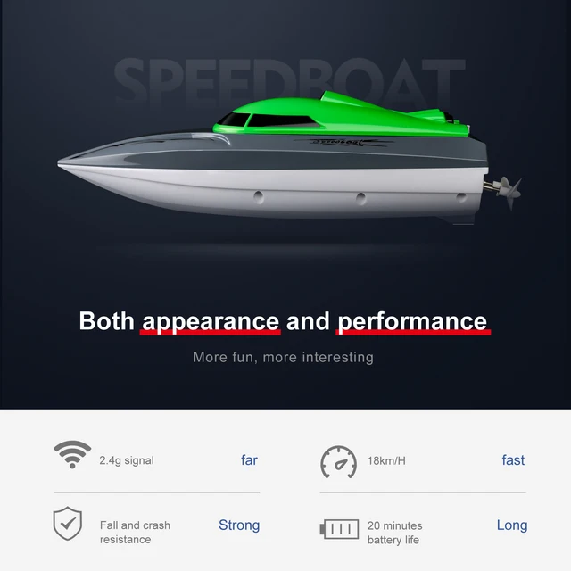 Rc Boat 2.4G High Speed 20km/h Remote Control Speed Boat Rechargeable Waterproof Anti-collision Protection Toys for Children 3