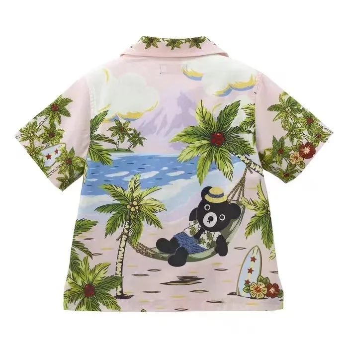 Boys' ShirtsSummer Trendy Resort-Style Short Sleeve Single-Breasted Shirt Tops