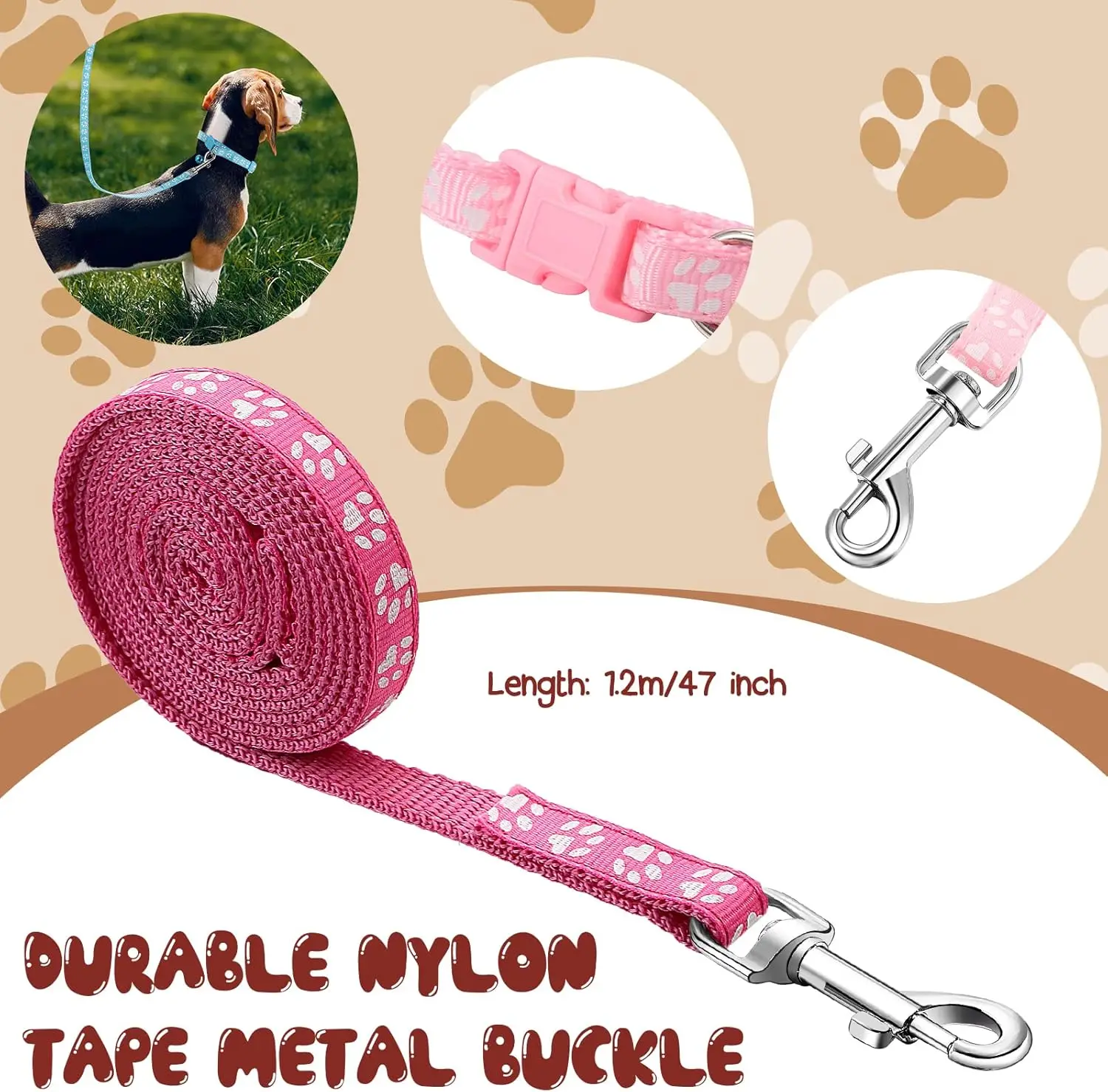 Paw Print Pet Collar Set 4
