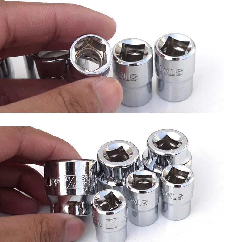 Stanley 1-Pcs 6PT  3/8 Square Drive Sockets Inch Sizes 1/4 5/16 3/8 7/16 1/2 9/16 5/8 3/4 to 13/16  Ratchet Socket Repair Tools 4