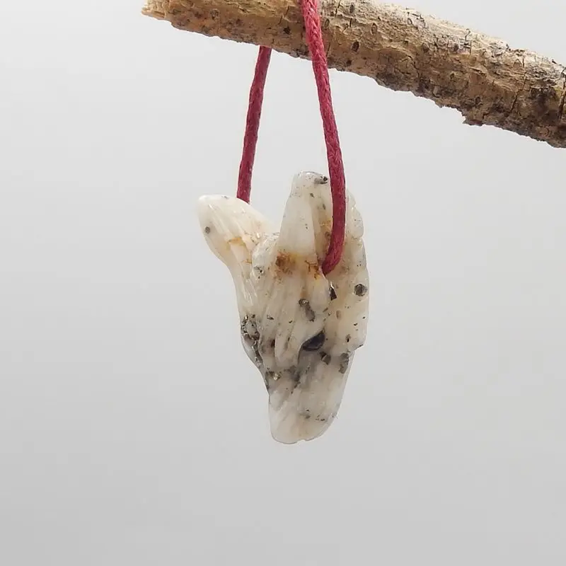 Natural Stone Pyrite Carved Animal Wolf Head Pendant Bead 24x16x9mm 3g Fashion Jewelry Necklace Accessories