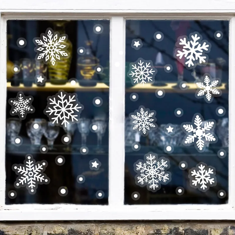 Glowing in The Dark Snowflake Window Stickers Decor Noctilucent PVC Snowflakes Wall Stickers Xmas Winter Decoration