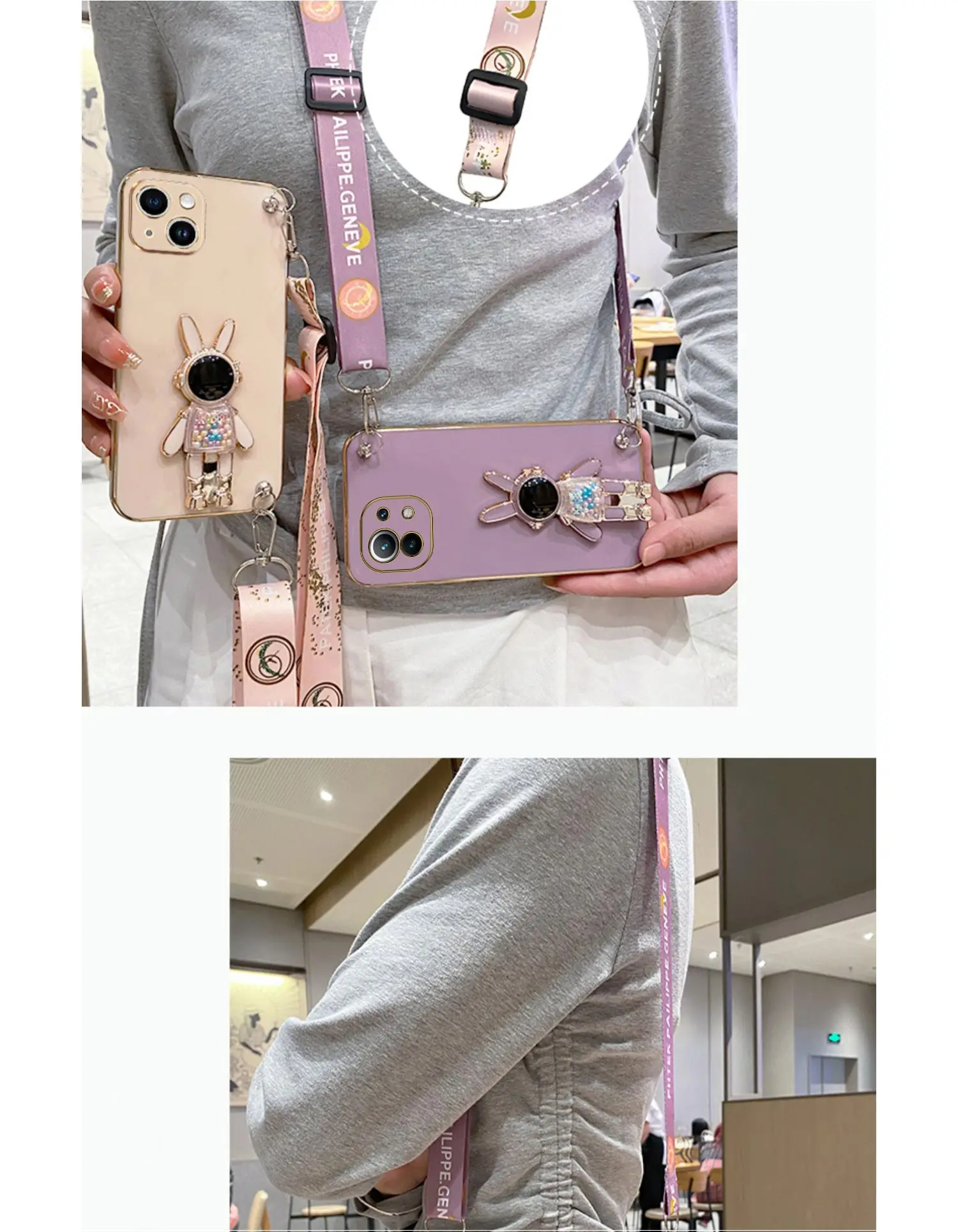 Crossbody Candy Rabbit Lanyard Strap Case For Xiaomi Mi 12T 11T 12 10 Mi13 13 Pro Lite 11 Ultra 5G 8 9 9T Cover_voghion.com