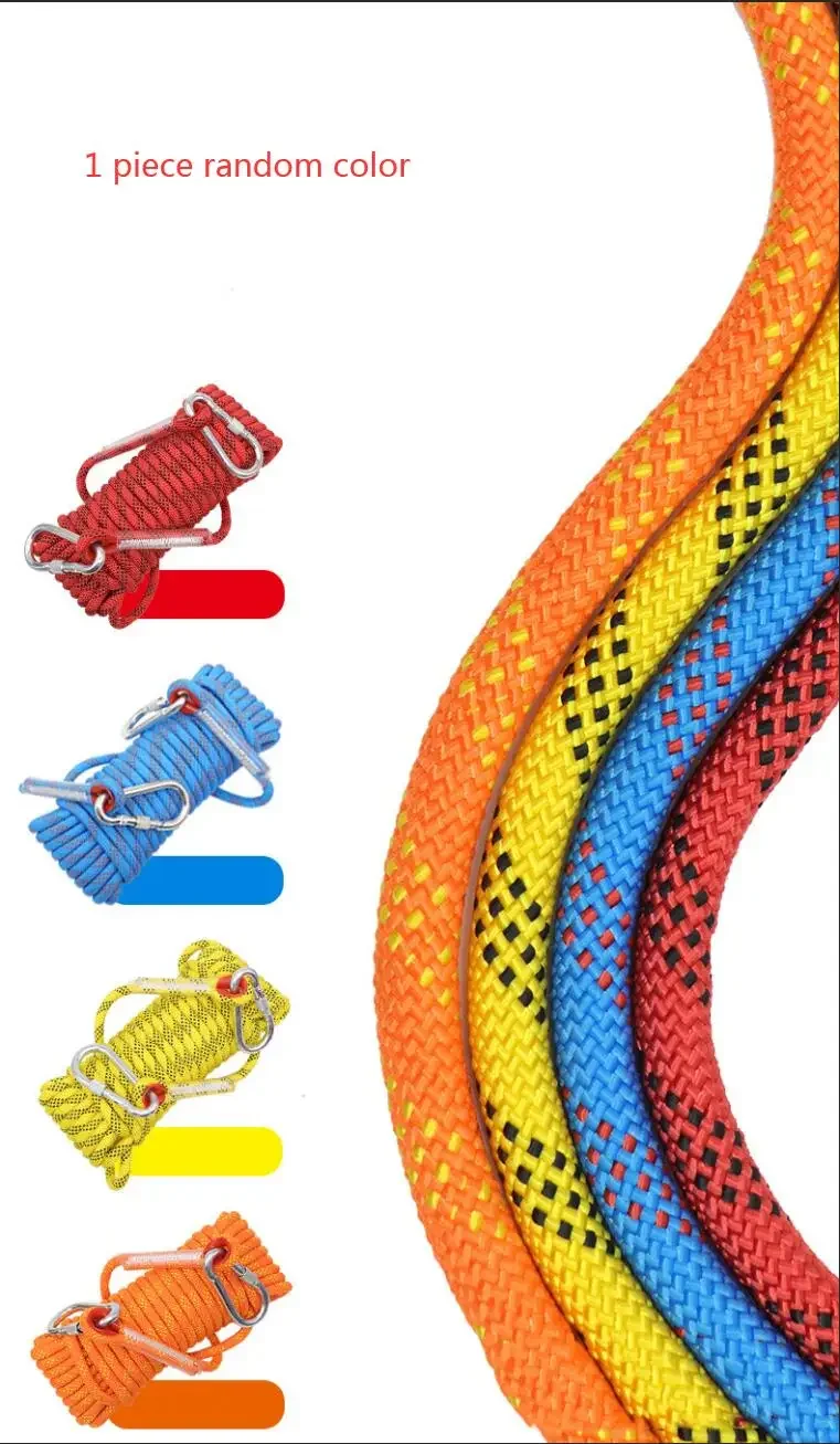 10mm Açık Hava Kaya Tırmanışı İpi Kaçış Kurtarma Statik Güçlü İp İple İniş İpi Yüksek Mukavemetli Kordon Tırmanma Aksesuarları Hayatta Kalma Aracı