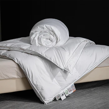 Parure de couette King Size en duvet d'oie et en soie – Luxe pour chambre principale, 240 x 260 cm, fermeture éclair 1