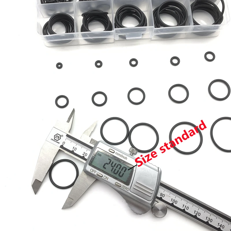 고무 O링 두께 1.9mm, 다양한 검정색 O링 씰 세트, 니트릴 와셔, 자동차 가스켓용 고품질, 15 가지 크기, 박스당 225 개