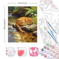 Paint By Numbers Cat Animals Kit PreDrawn Canvas Acrylic Paint Set Stress Relief DIY Craft Wall Decor Gift for BeginnersUnframed 2