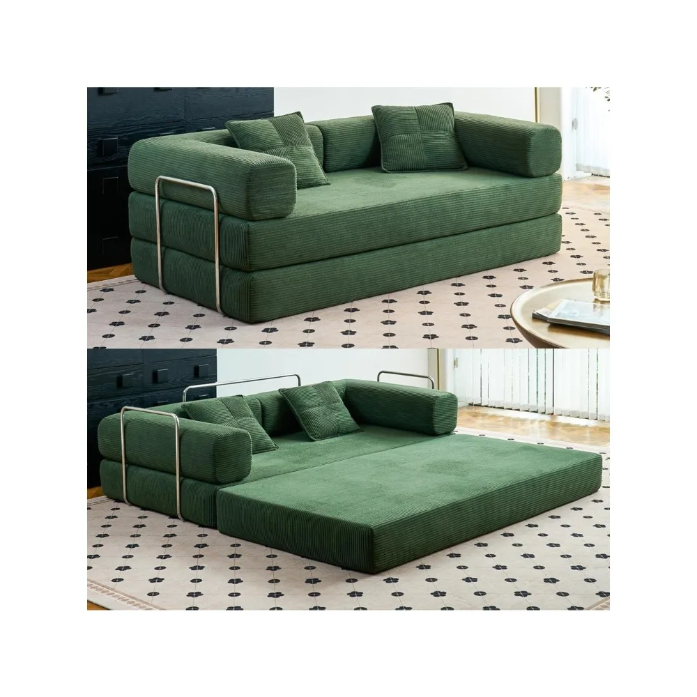 Compression Sofa – Convertible Floor Sofa Bed – with Pillow Back Support Armrest – Comfy Foldable Sofa Bed Compressed