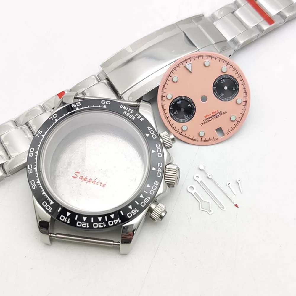 Watch Case Men's Quartz Watch Set 40 mm Stainless Steel Water-Resistant Case Calibre VK64 New Dial Matching Bracelet