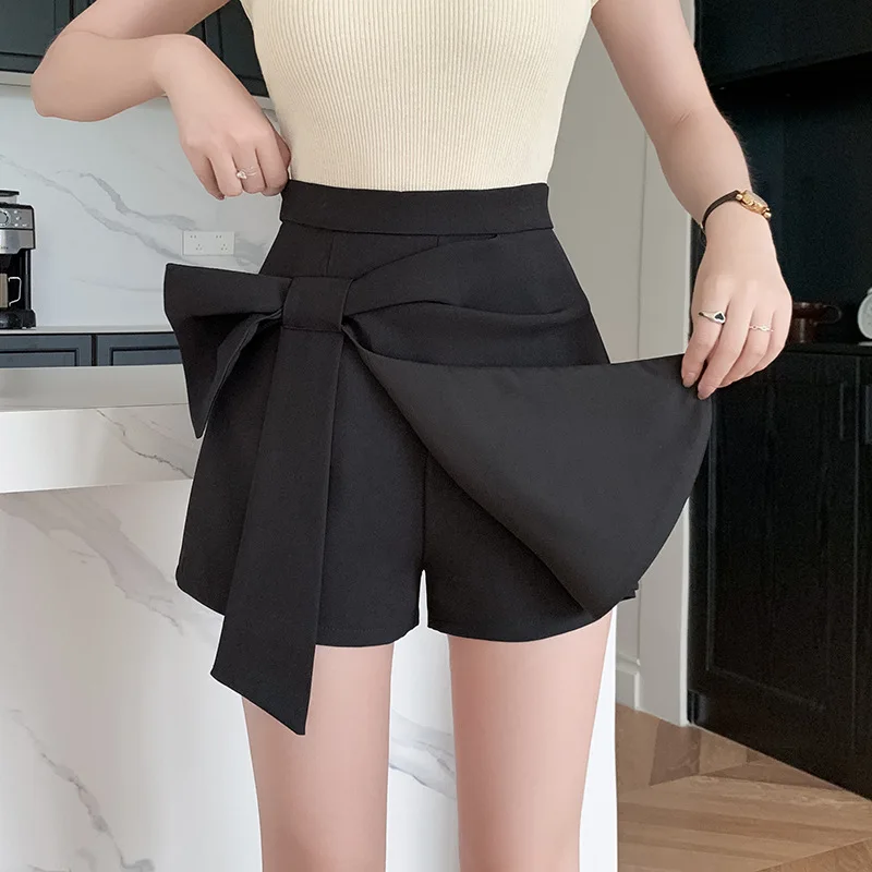 

Shorts Skirts Women Fashion Black Slim Mini Skirt Summer Solid Color Casual Streetwear A-line High Waisted Shorts for Women