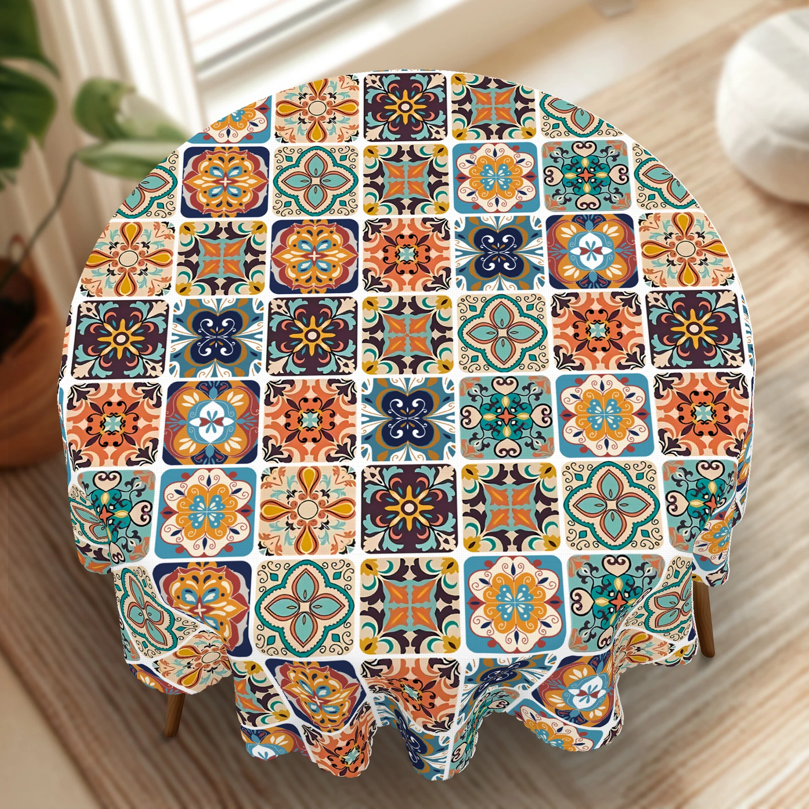 Coastal Tablecloth, Ocean Nautical Table Cloth, Polyester fibre, Coral Starfish Seashell Table Covers, Beach Themed
