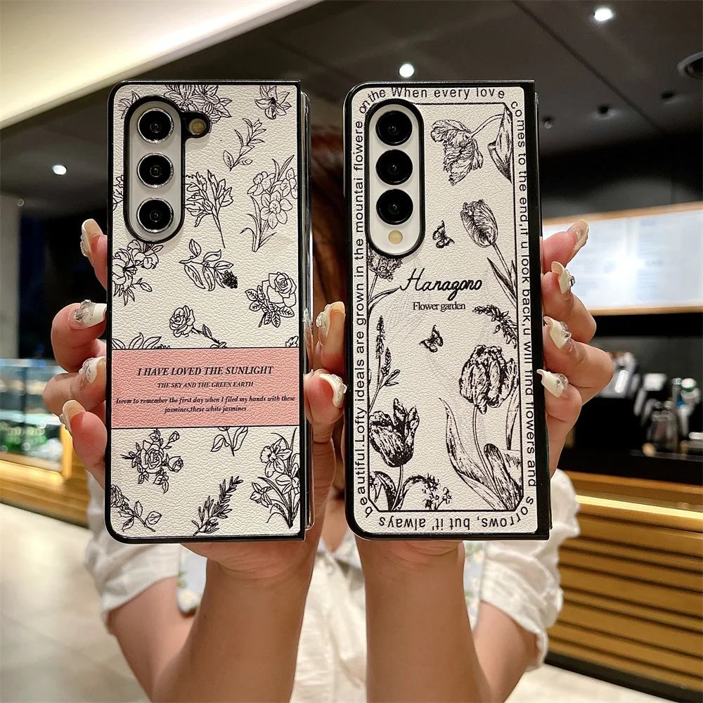 Cute Cartoon Flower Leather Case - Retro Rose Shockproof Ins Korean Cover